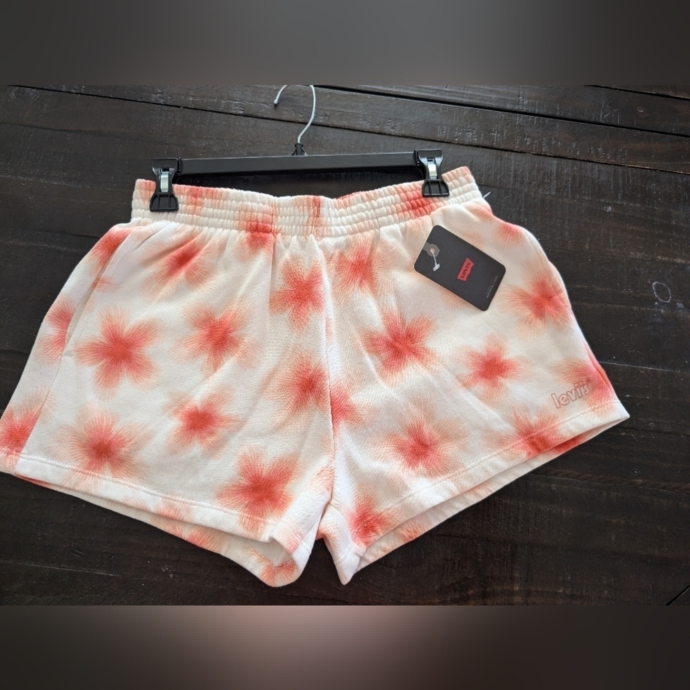 Levi's Athletic Shorts White and Pink Tie-Dye